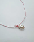 Irregular polkadots charm necklace, Pale pink