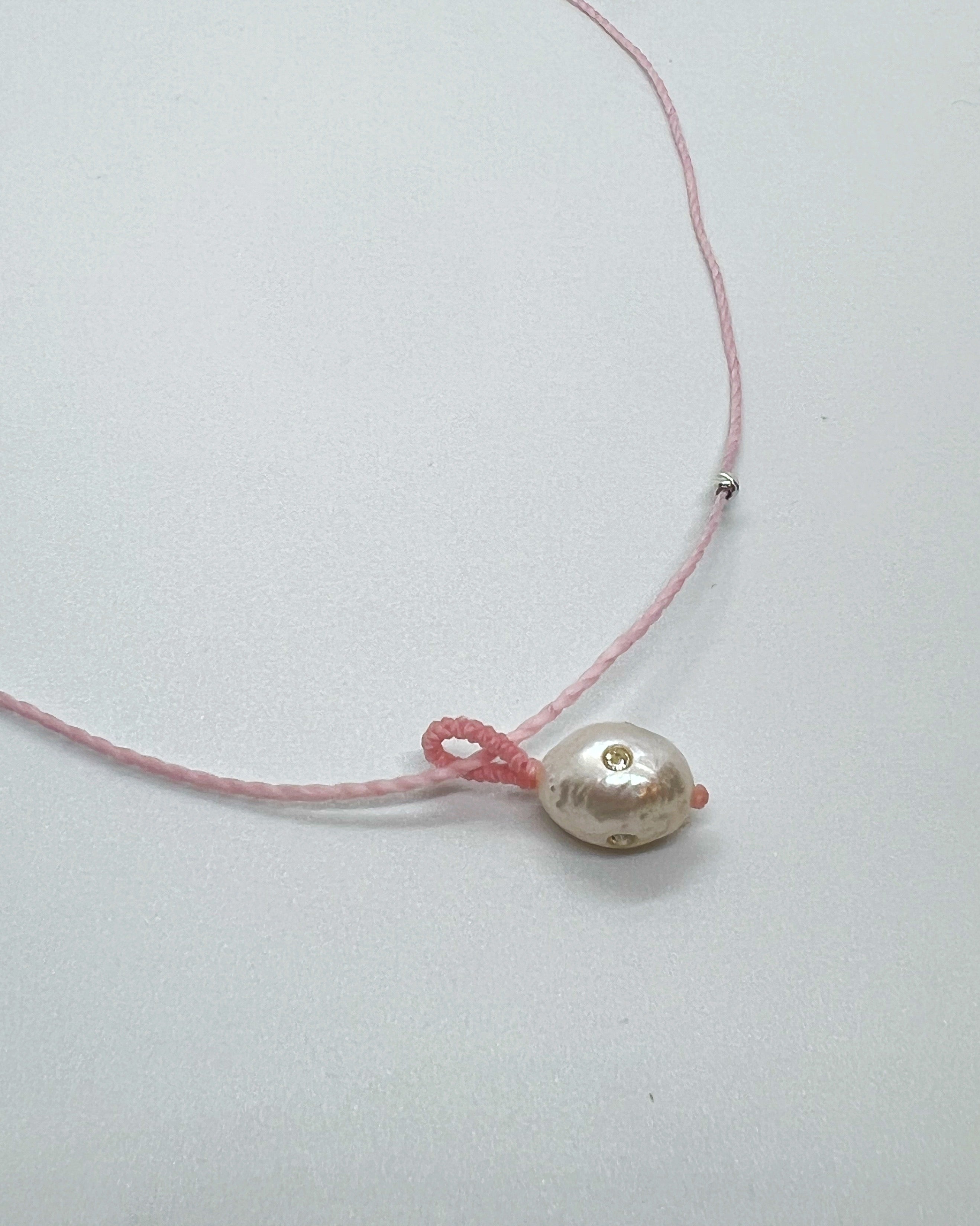 Irregular polkadots charm necklace, Pale pink