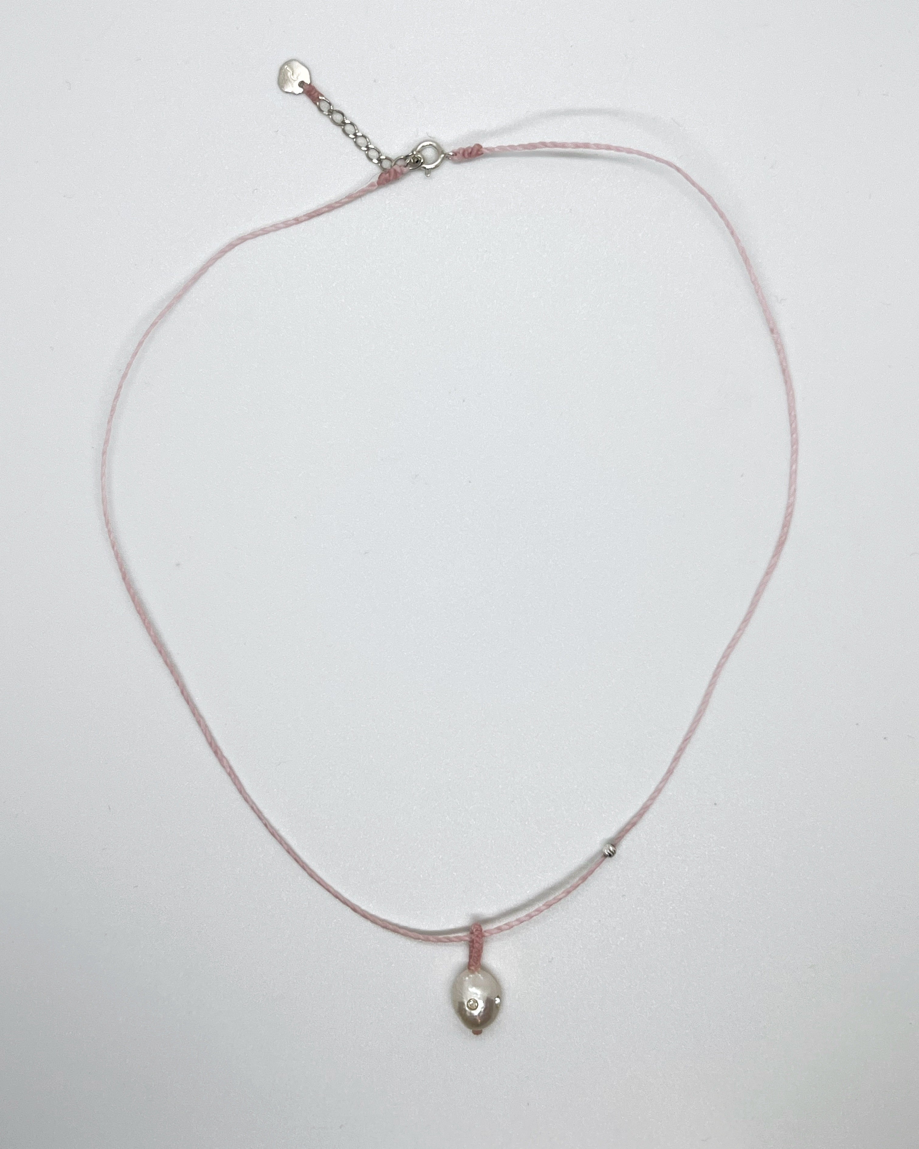 Irregular polkadots charm necklace, Pale pink