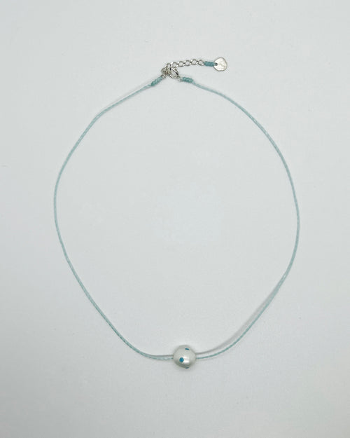 Irregular polkadots string necklace, Turquoise