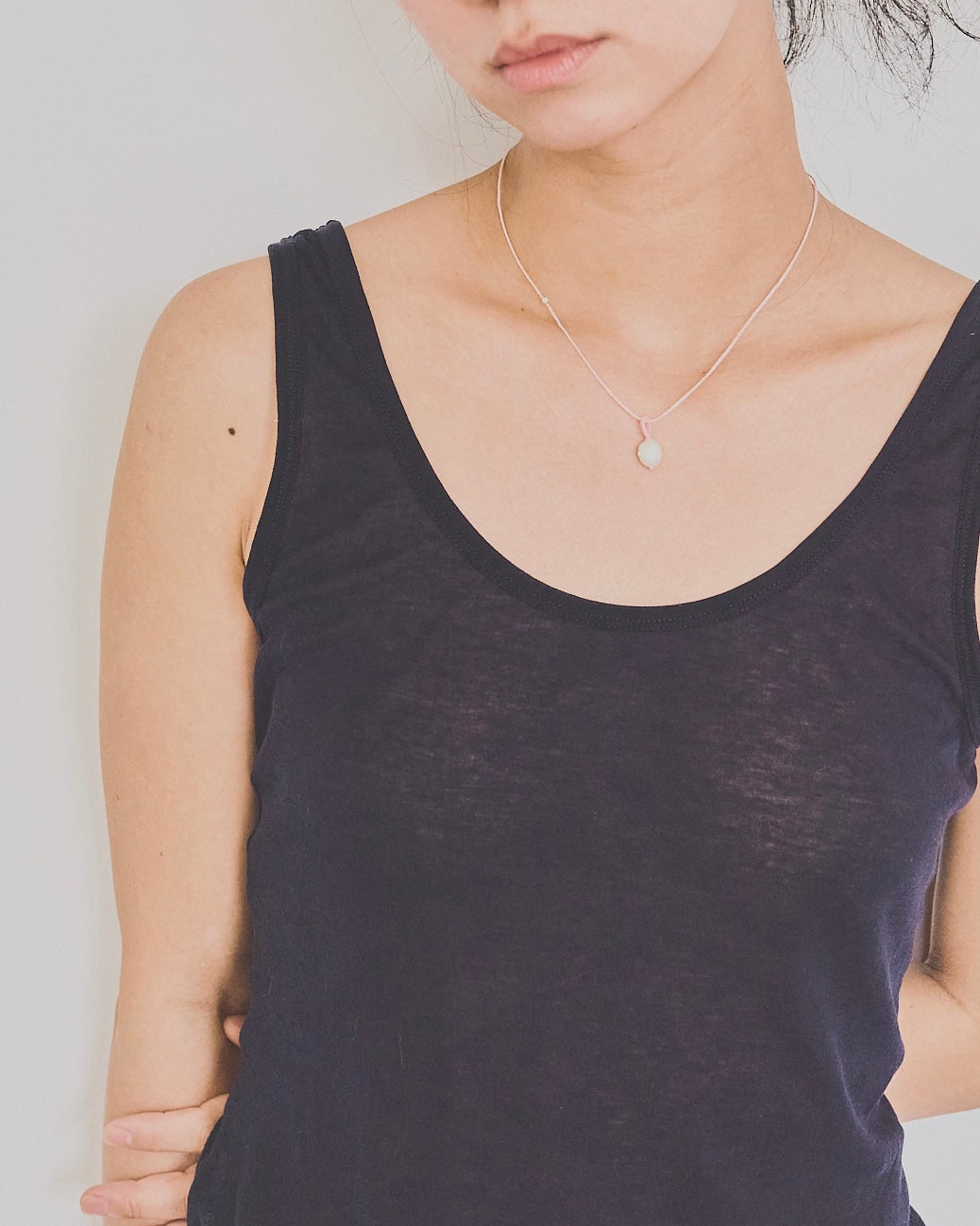 Irregular polkadots charm necklace, Pale pink