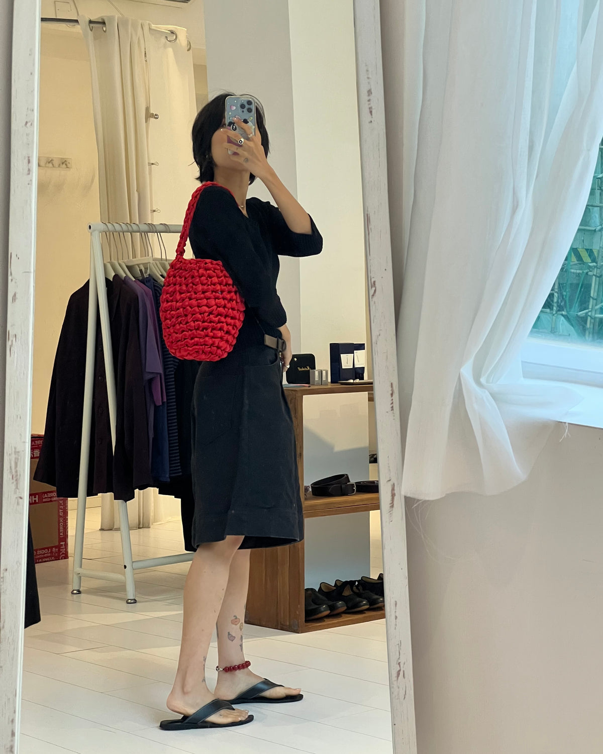 Exclusive | Red ribbon bucket bag