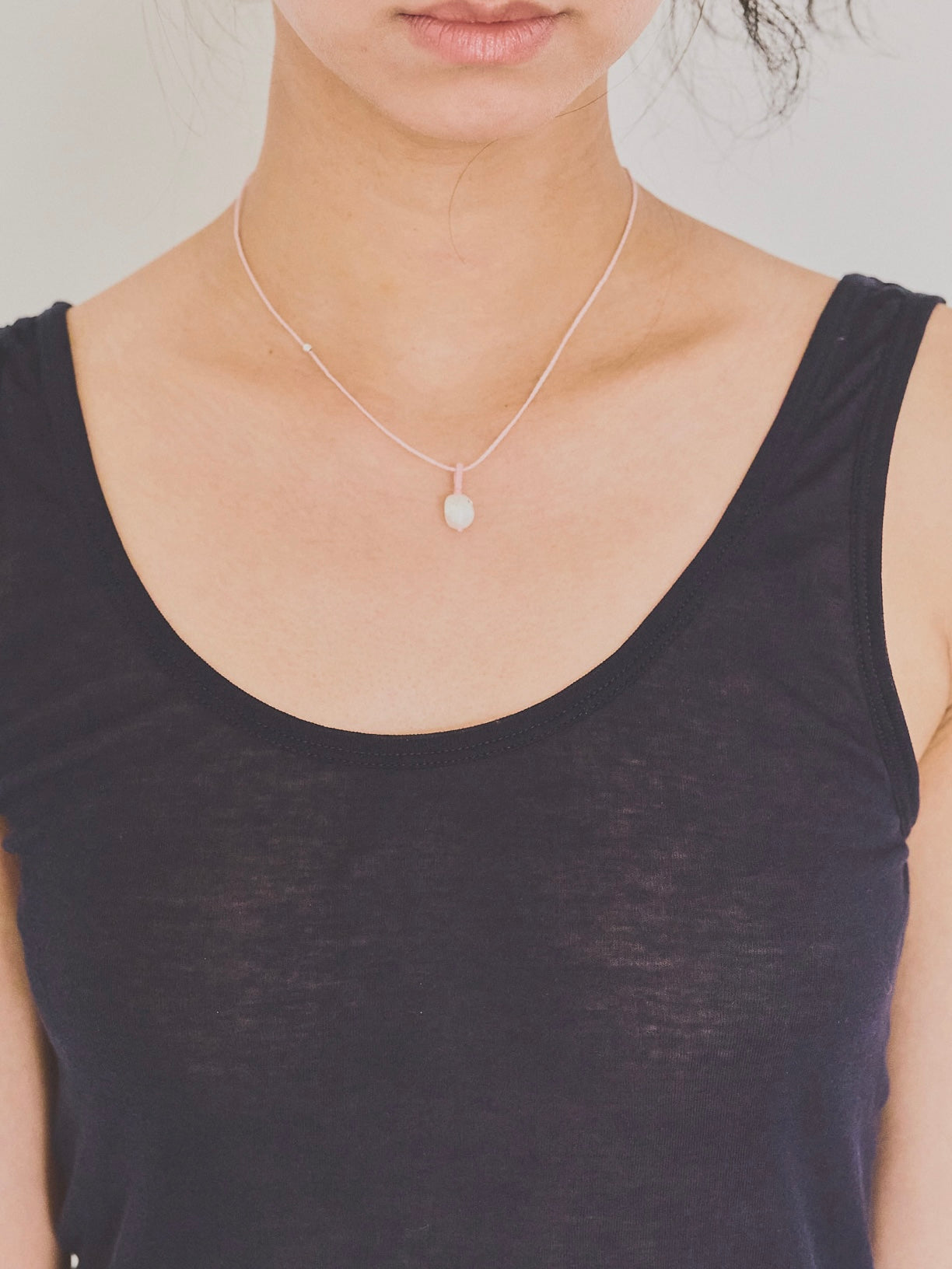 Irregular polkadots charm necklace, Pale pink