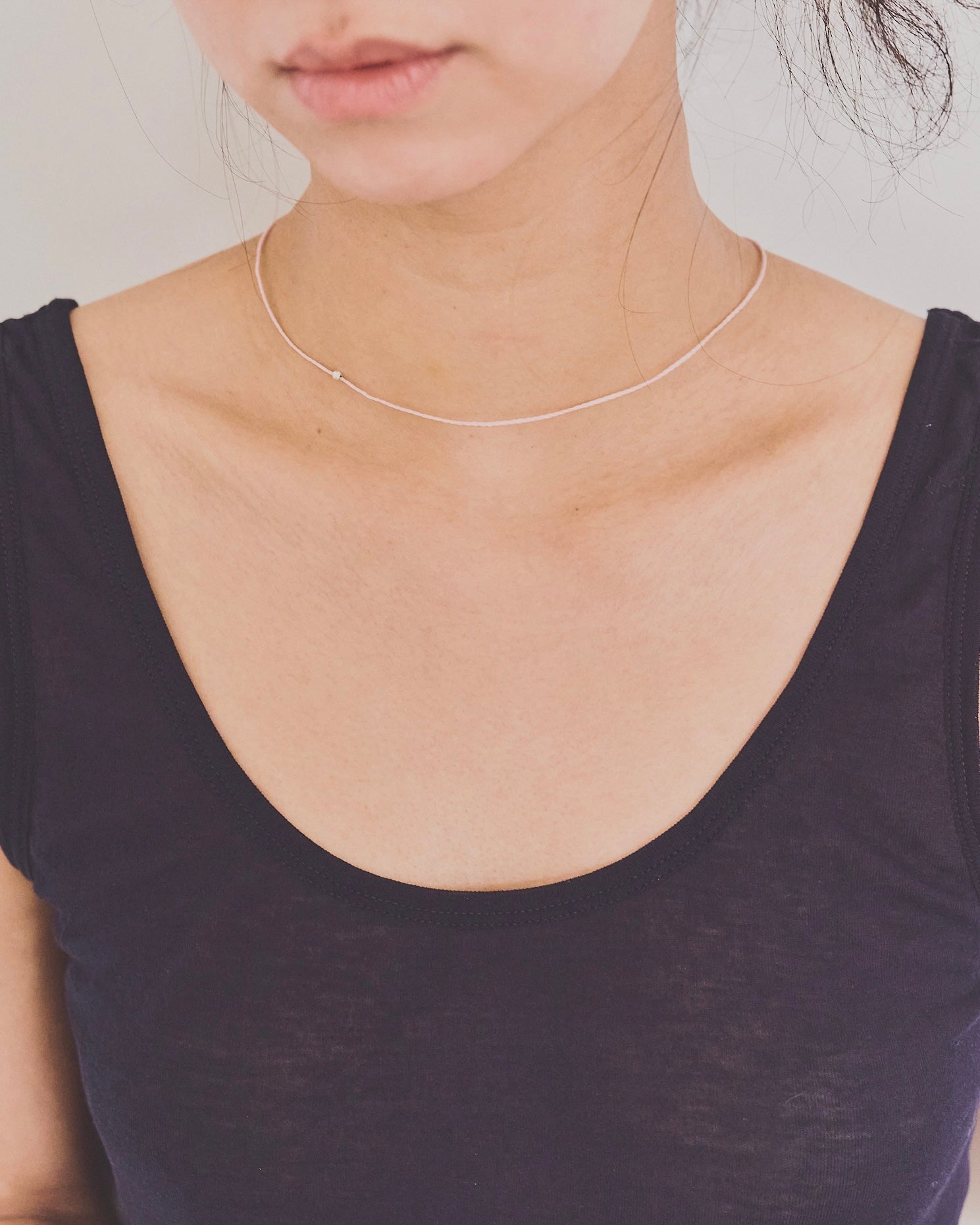 Irregular polkadots charm necklace, Pale pink