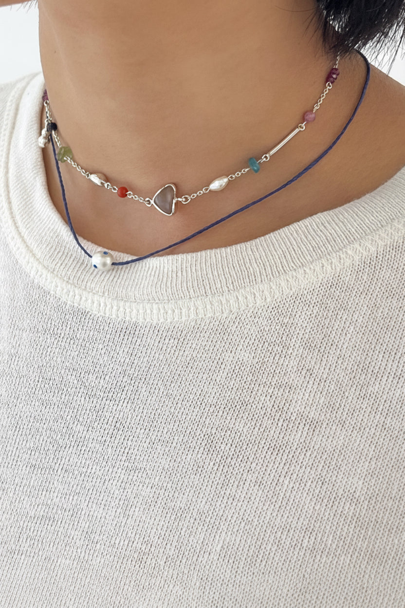 Exclusive item | Polkadots String Necklace, Blue