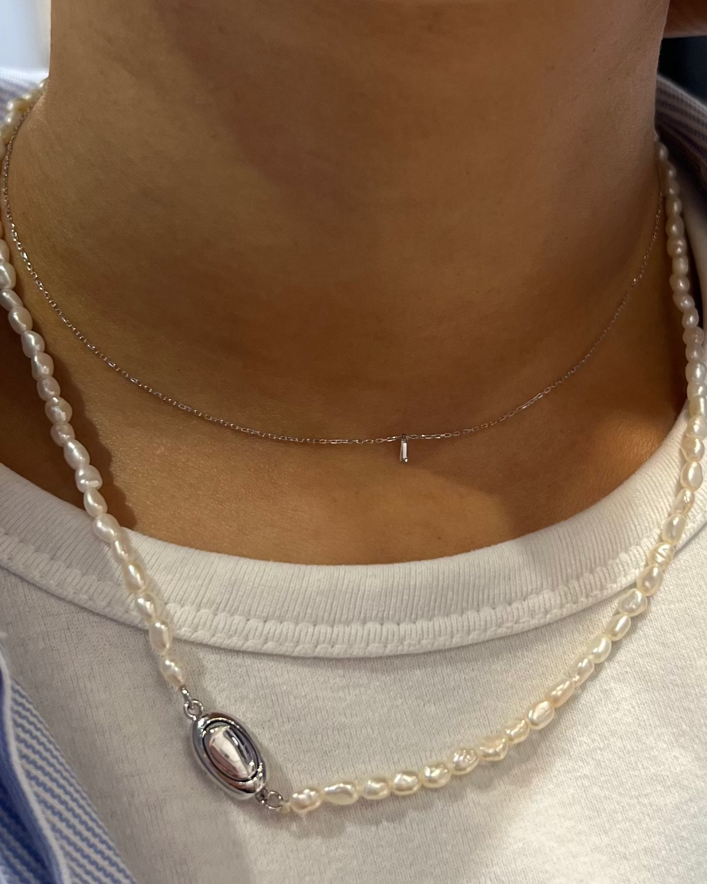 Natural 0.03 carat diamond with 18k white gold necklace