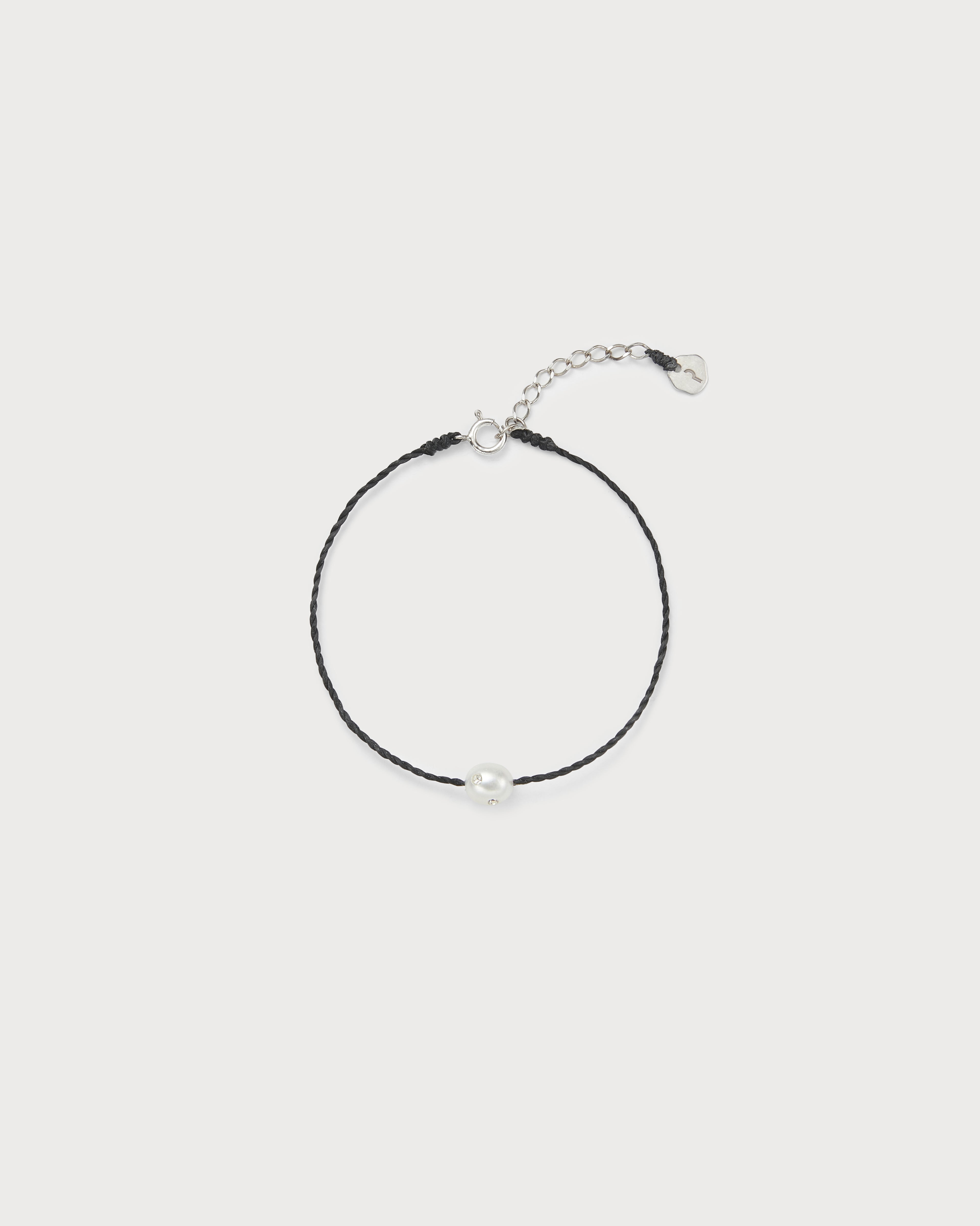 Polkadots string bracelet, Black