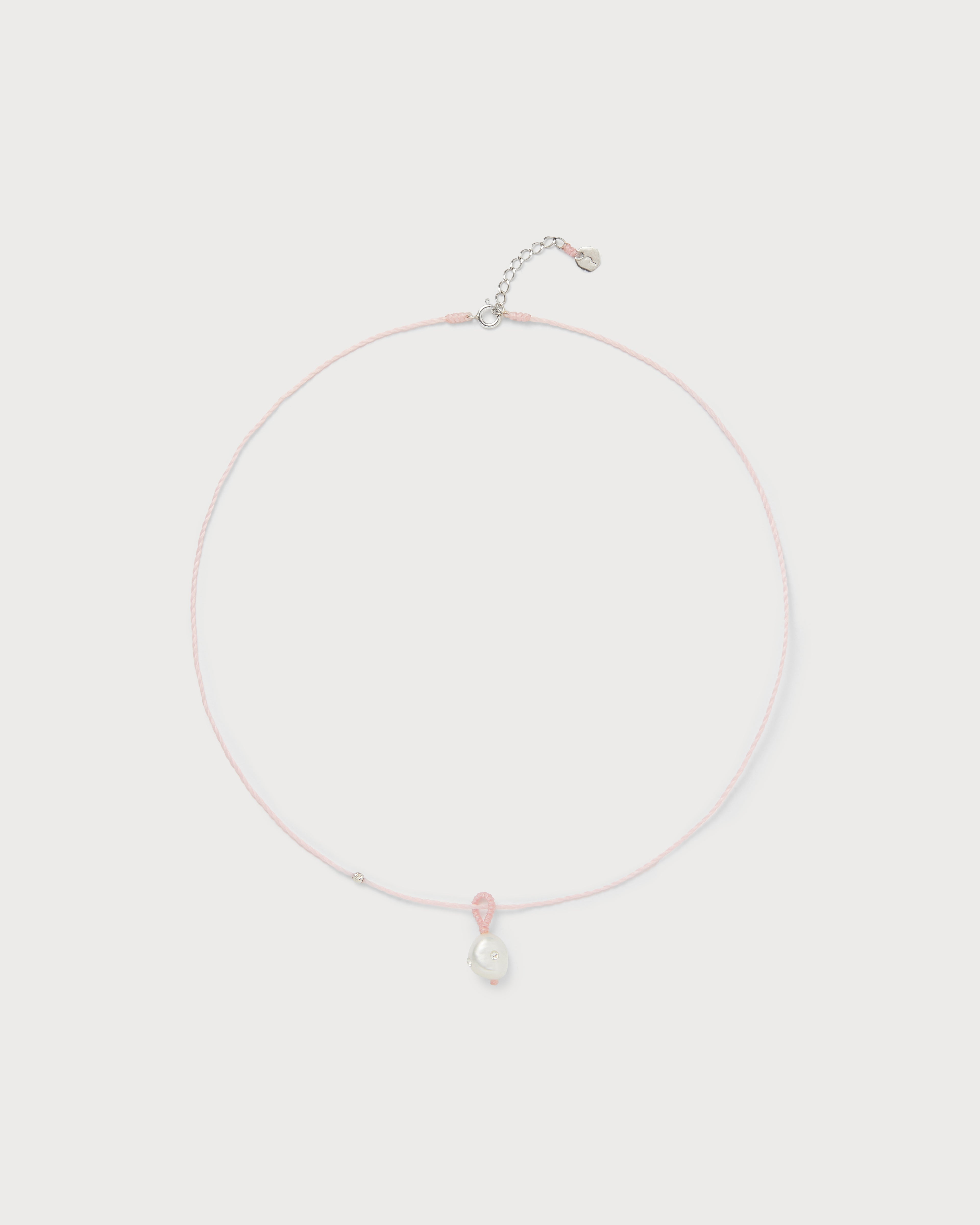 Irregular polkadots charm necklace, Pale pink