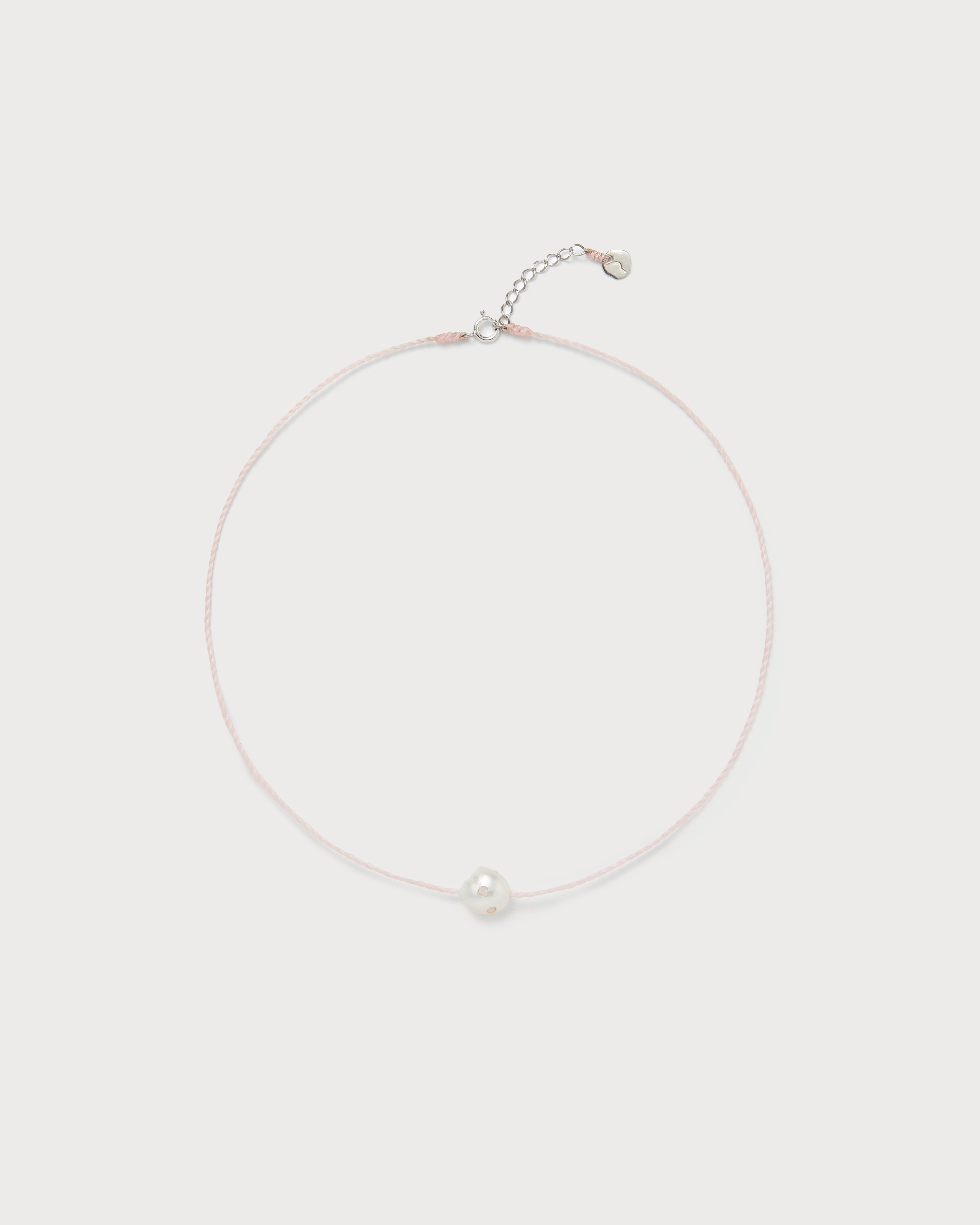 Irregular polkadots string necklace, Pale pink