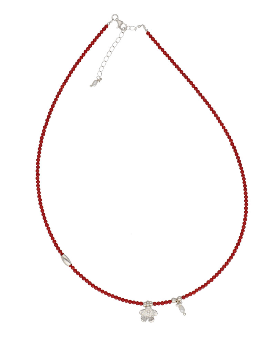 Flower gemstone necklace