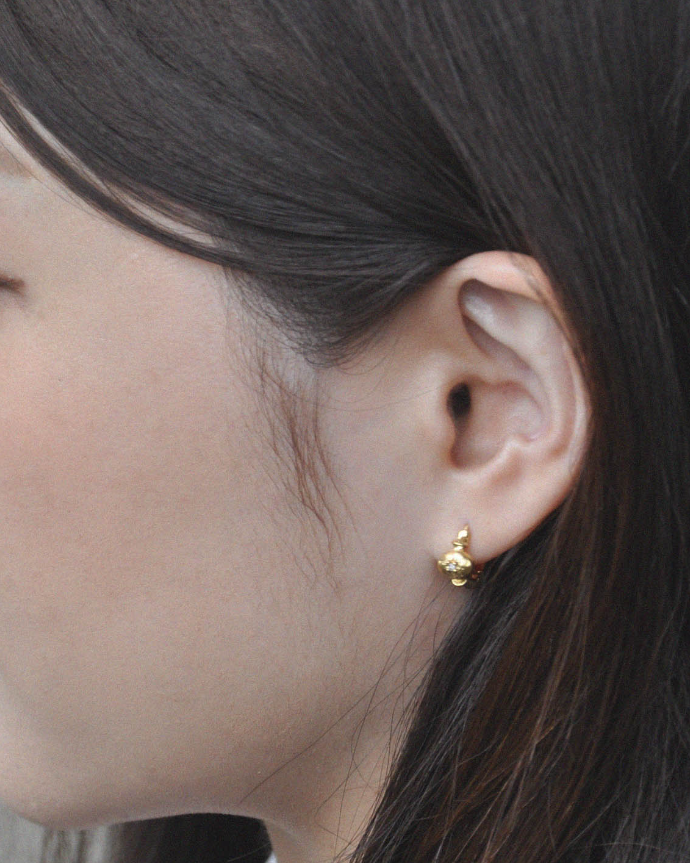 Little diamond earrings ( 925 silver , 14K gold plated)