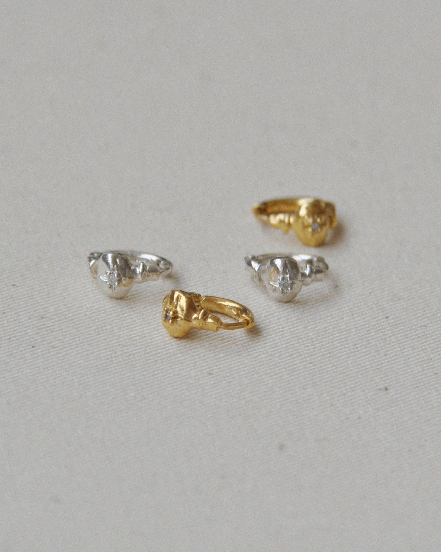 Little diamond earrings ( 925 silver , 14K gold plated)