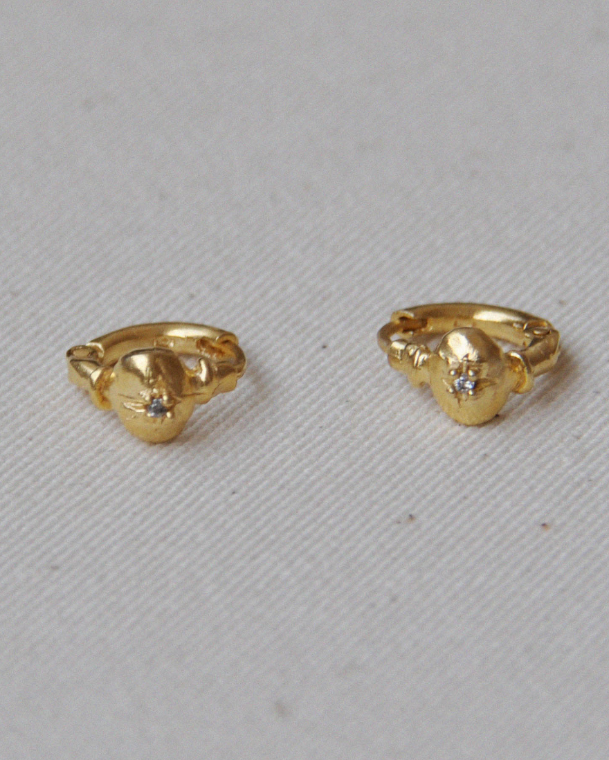 Little diamond earrings ( 925 silver , 14K gold plated)