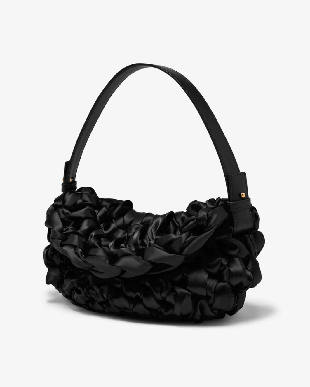 Clam leather strap bag - Black