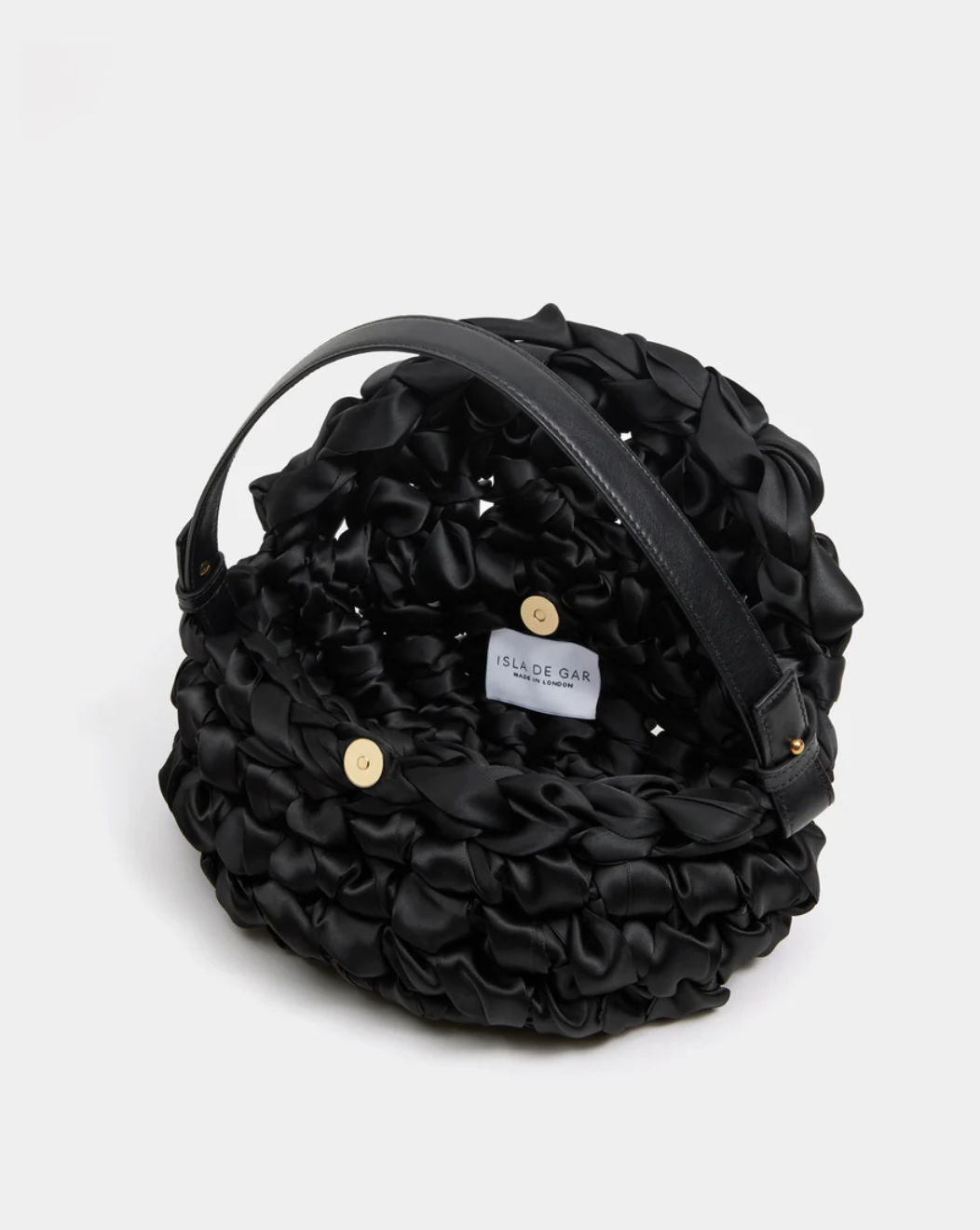 Clam leather strap bag - Black